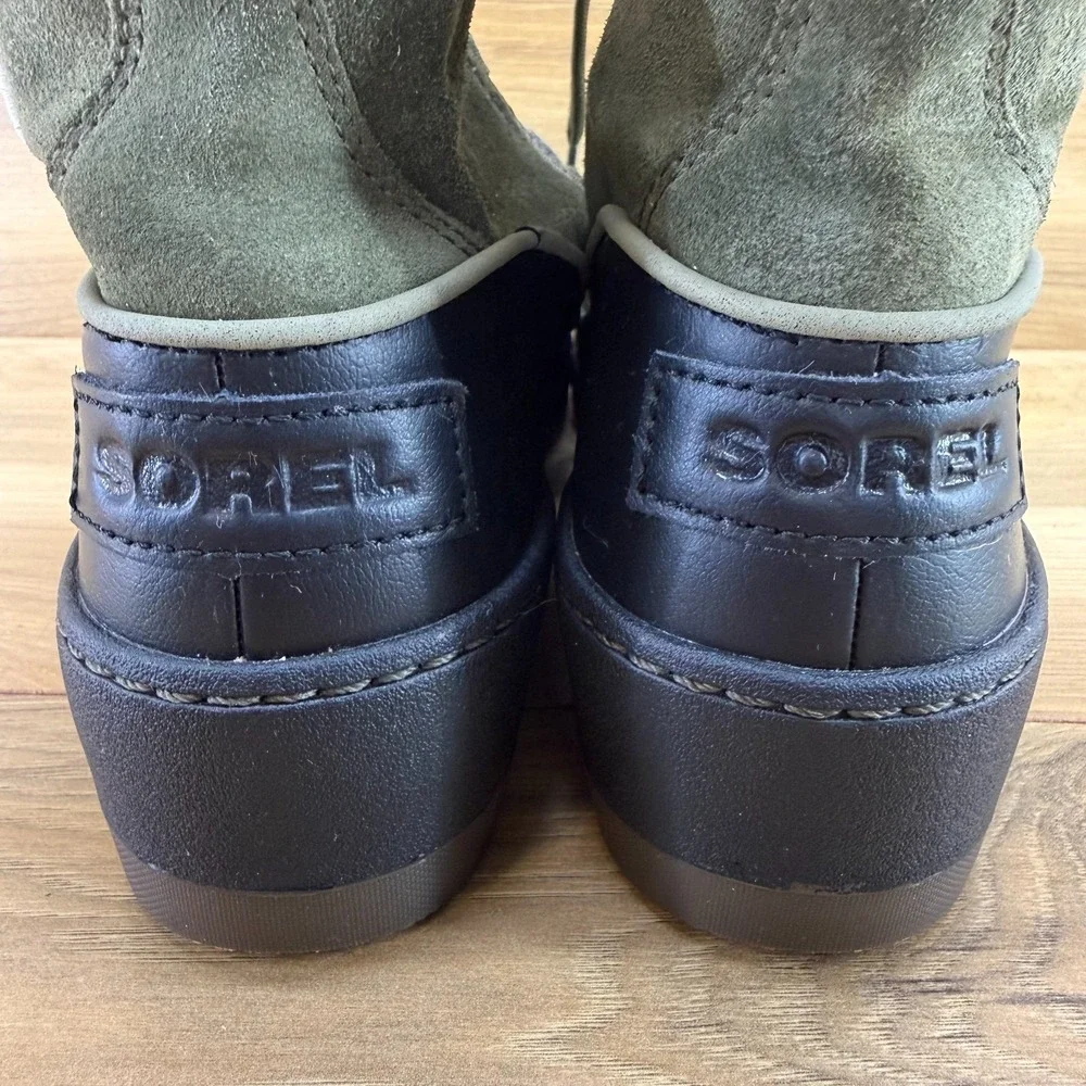 Sorel Tivoli III Green Black Snow Boots 7.5 Waterproof Faux Fur Gorpcore Ski